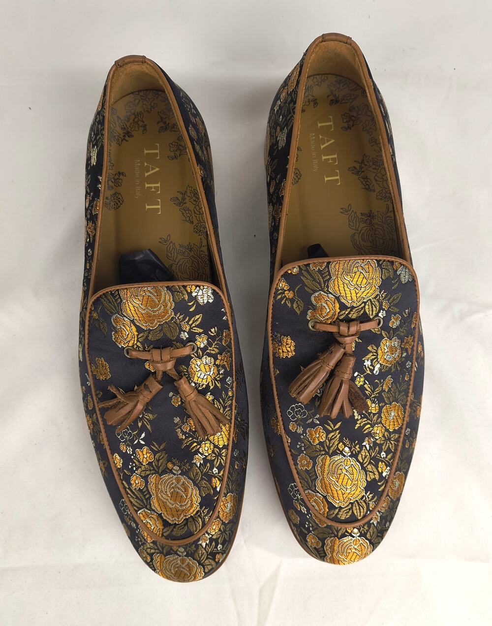 TAFT "The Tommy" Floral Jacquard Tassel Loafers - NWB - Size 12